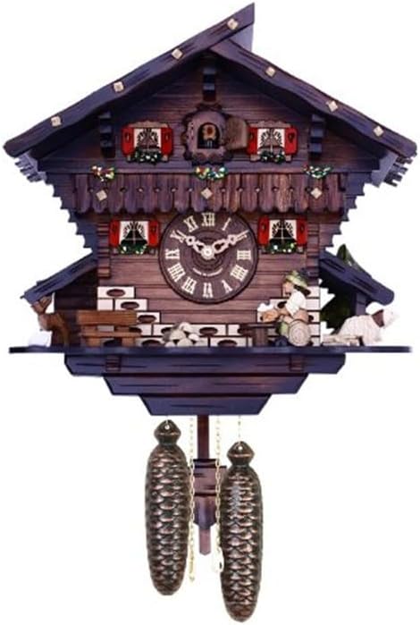 Maykoosh Cuckoo Clock Hand-Carved Deer, Dog & Beer Drinker 12 Inch Tall