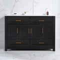 LUMISOL 48 Inch Bathroom Vanity with Ceramic Sink, Modern Wood Bathroom Cabinet with 4 Soft-Close Doors & 4 Drawers, Large Freestanding Single Vanity with Ceramic Sink, Black