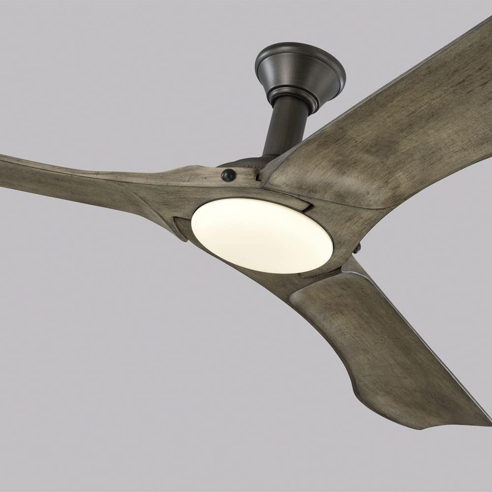 Monte Carlo 3MNLR72AGPD-V1 Minimalist Max Modern Energy Star 72' Outdoor Ceiling Fan with LED Light and Hand Remote Control, 3 Balsa Wood Blades, Aged Pewter