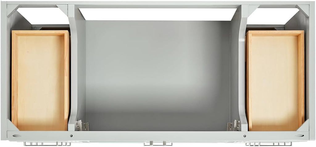 ARIEL Stafford 48-inch Bathroom Vanity with Sink,Solid Wood, 1.5-inch Italian Carrara Marble Countertop, Single Rectangular Porcelain Sink, 2 Soft Closing Doors, 9 Dovetail Drawers, Grey
