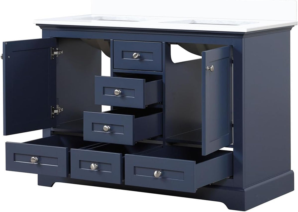 Dukes 48 in. W x 22 in. D Navy Blue Double Bath Vanity and Cultured Marble Top
