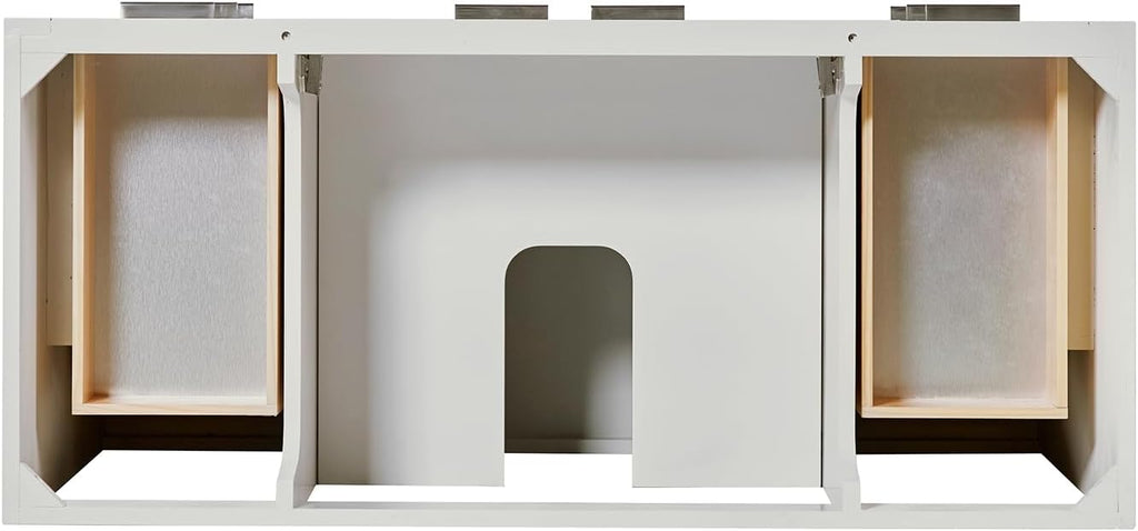 ARIEL Milan 48-inch Bathroom Vanity with Sink,Solid Wood, 1.5-inch Italian Carrara Marble Countertop, Single Rectangular Porcelain Sink, 2 Soft Closing Doors, 6 Dovetail Drawers, Warm White