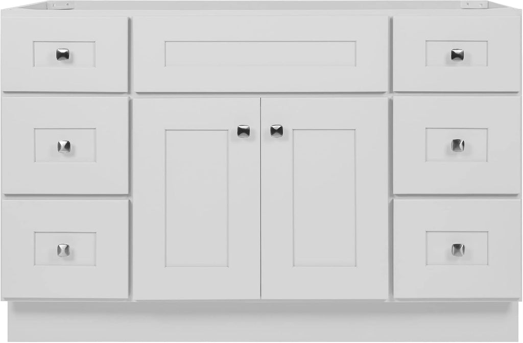 Brookings 48 Inch Bathroom Vanity, Shaker, Solid Wood, Fully Assembled, Sherwin Williams® White – Design House, 215798