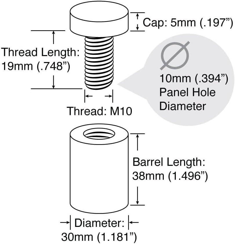 Stainless Steel Standoff 1-1/4 Inch Diameter x 1-1/2 Inch Barrel Length Brushed Finish for PVC, Glass and Acrylic Sign Stand Off Wall Anchors and Screws 100 Piece Commercial Space Pack