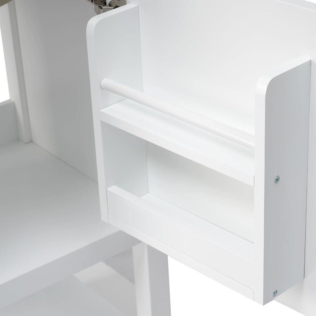 Bathroom Vanity with Sink 20 Inch, Cabinet with Two-Tier Door Shelf Rack & Open Storage, Solid Wood Legs, White