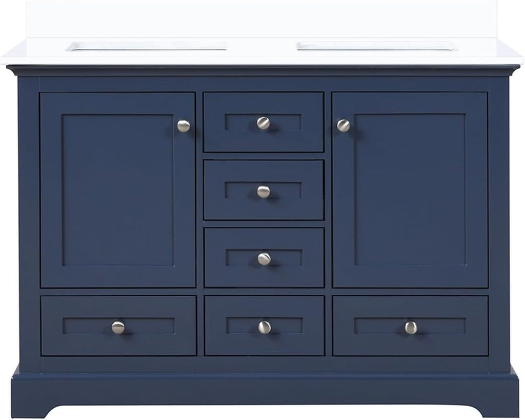 Dukes 48 in. W x 22 in. D Navy Blue Double Bath Vanity and Cultured Marble Top