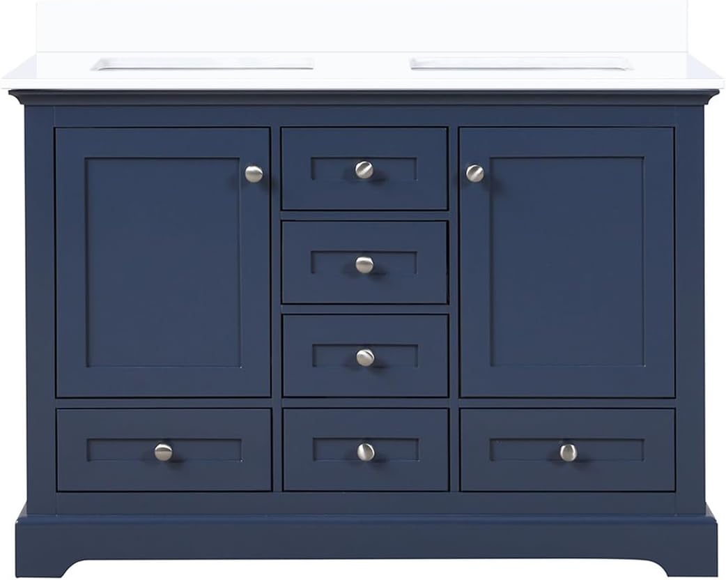 Dukes 48 in. W x 22 in. D Navy Blue Double Bath Vanity and Cultured Marble Top