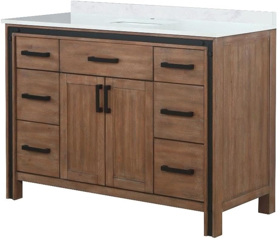 Ziva 48 in W x 22 in D Rustic Barnwood Bath Vanity and Cultured Marble Top