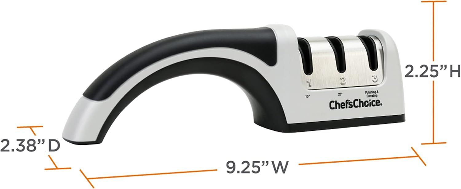 Chef'sChoice Manual Knife Sharpeners for 15- and 20-Degree Straight-Edge and Serrated Knives with Diamond Abrasives Precise Angle Control & Compact Footprint,2-Stage,Gray,(Pack of 6)