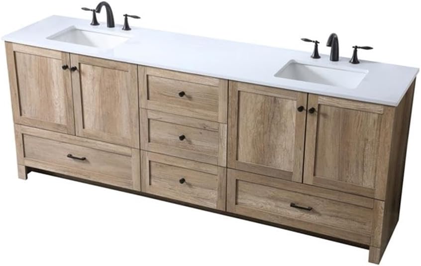Elegant Kitchen and Bath Soma 84' Solid Wood Double Bathroom Vanity in Oak