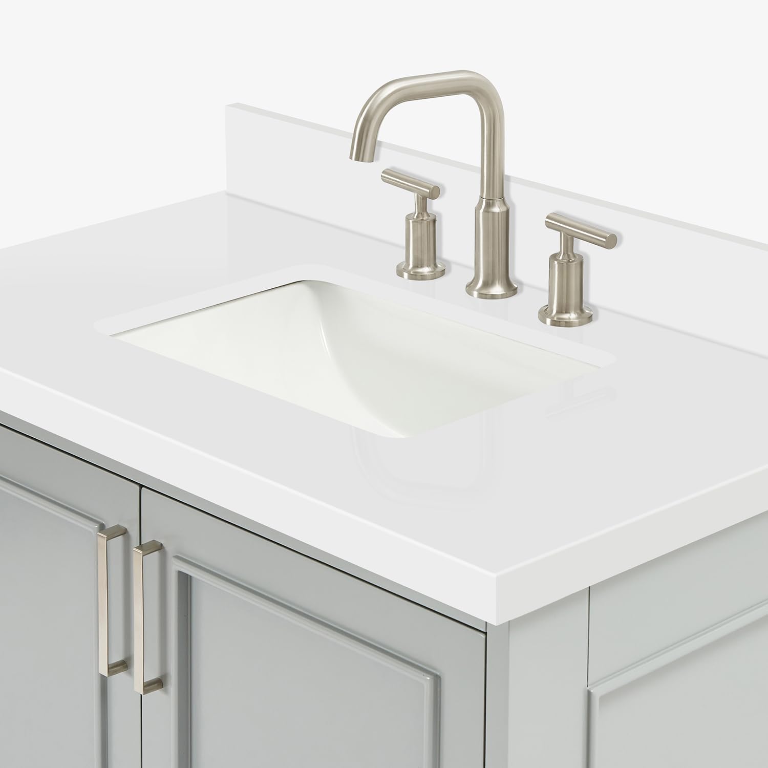 ARIEL Stafford 36-inch Bathroom Vanity with Sink,Solid Wood, 1.5-inch Pure White Quartz Countertop, Single Rectangular Porcelain Sink, Soft Closing Doors, Dovetail Drawers, Grey
