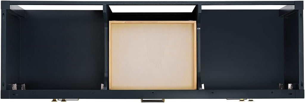 DKB Beckford 66' Midnight Blue Double Bathroom Vanity, 1.5' Edge Italian Carrara Marble Countertop, 2 Oval Undermount Sinks, 4 Soft Closing Doors, 6 Dovetail Drawers