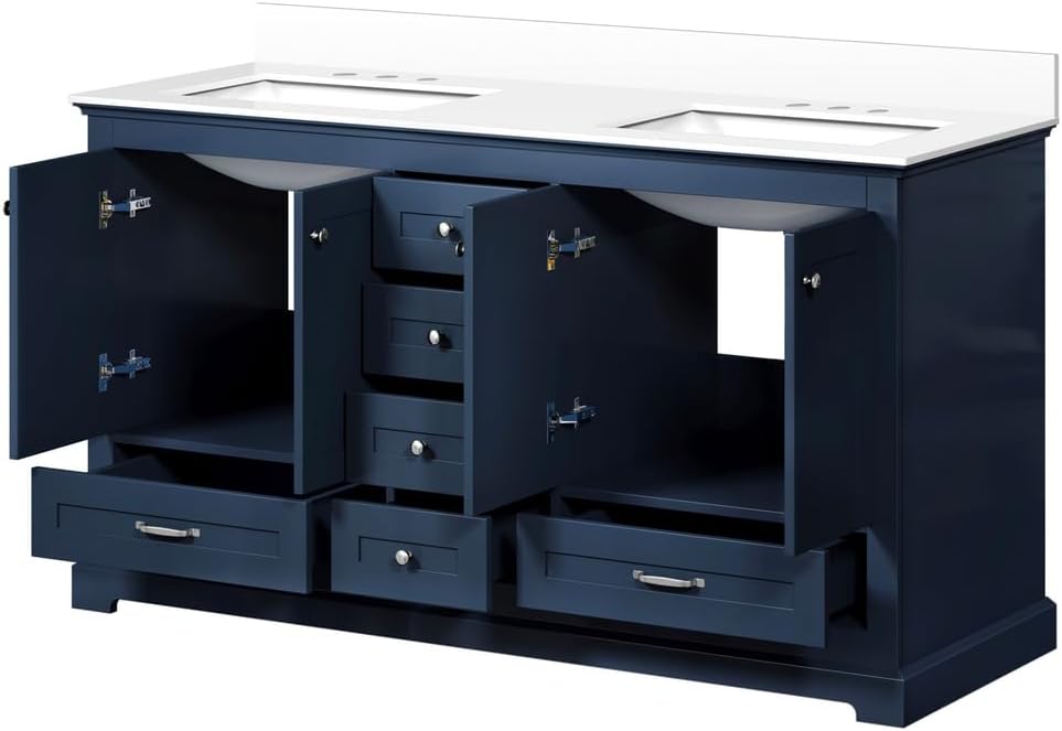 Dukes 60 in. W x 22 in. D Navy Blue Double Bath Vanity and Cultured Marble Top