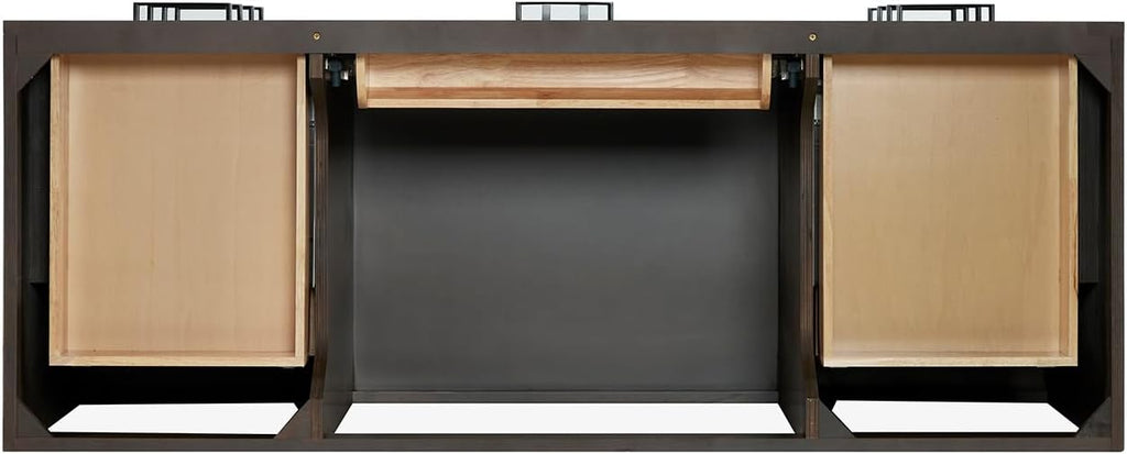 ARIEL Hepburn 54-inch Bathroom Vanity with Sink,Solid Wood, 1.5-inch Italian Carrara Marble Countertop & Backsplash, Single Oval Porcelain Sink, 2 Soft Closing Doors, 9 Dovetail Drawers, Brown Oak