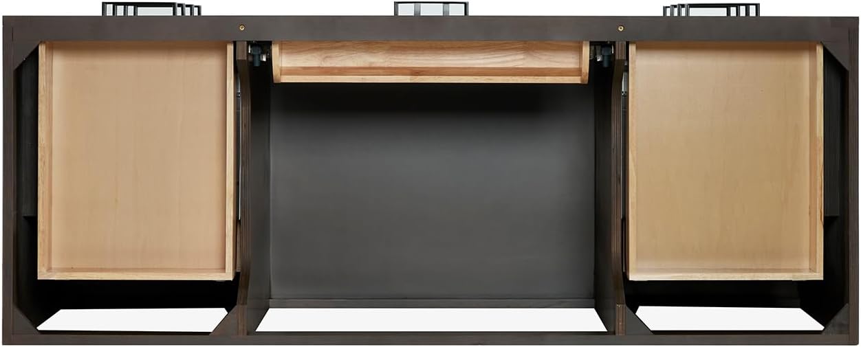 ARIEL Hepburn 54-inch Bathroom Vanity with Sink,Solid Wood, 1.5-inch Italian Carrara Marble Countertop & Backsplash, Single Oval Porcelain Sink, 2 Soft Closing Doors, 9 Dovetail Drawers, Brown Oak