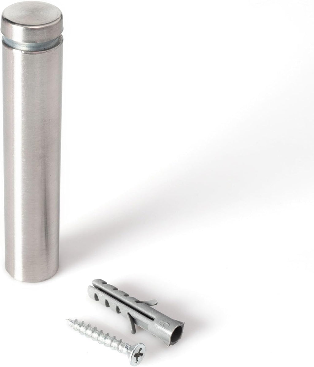 Stainless Steel Standoff 5/8 Inch Diameter x 3 Inch Barrel Length Brushed Finish for PVC, Glass and Acrylic Sign Stand Off Wall Anchors and Screws 100 Piece Commercial Space Pack