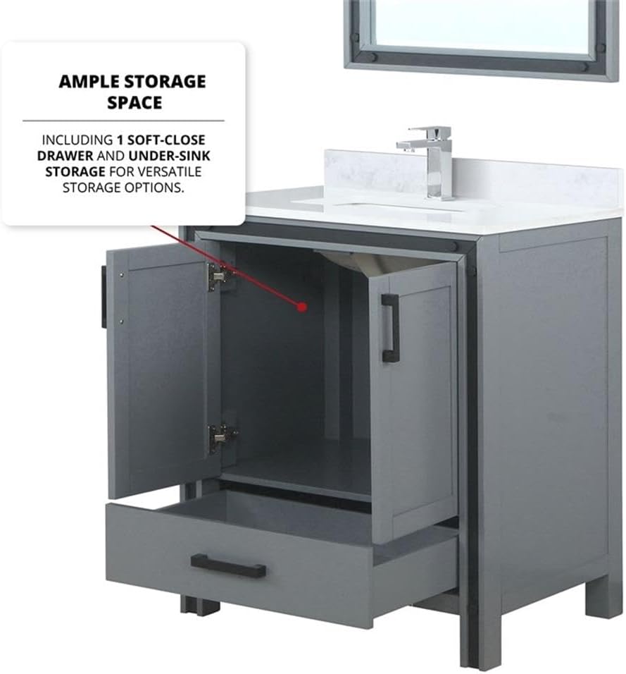 Ziva 30 in W x 22 in D Dark Grey Bath Vanity and Cultured Marble Top