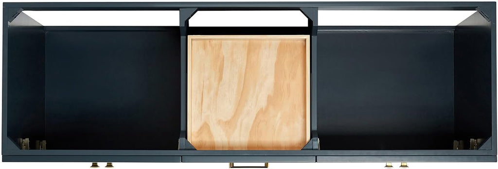 ARIEL Hamlet 66-inch Bathroom Vanity with Sink,Solid Wood, 1.5-inch Carrara White Quartz Countertop & Backsplash, Double Oval Porcelain Sink, 4 Soft Closing Doors, 3 Dovetail Drawers, Midnight Blue