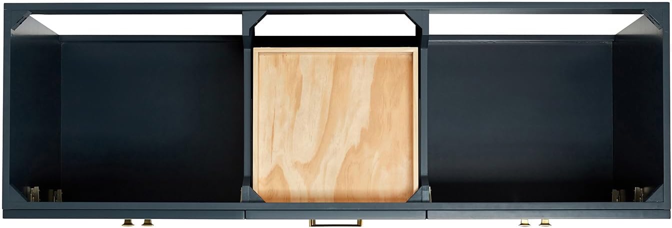 ARIEL Hamlet 66-inch Bathroom Vanity with Sink,Solid Wood, 1.5-inch Carrara White Quartz Countertop & Backsplash, Double Oval Porcelain Sink, 4 Soft Closing Doors, 3 Dovetail Drawers, Midnight Blue