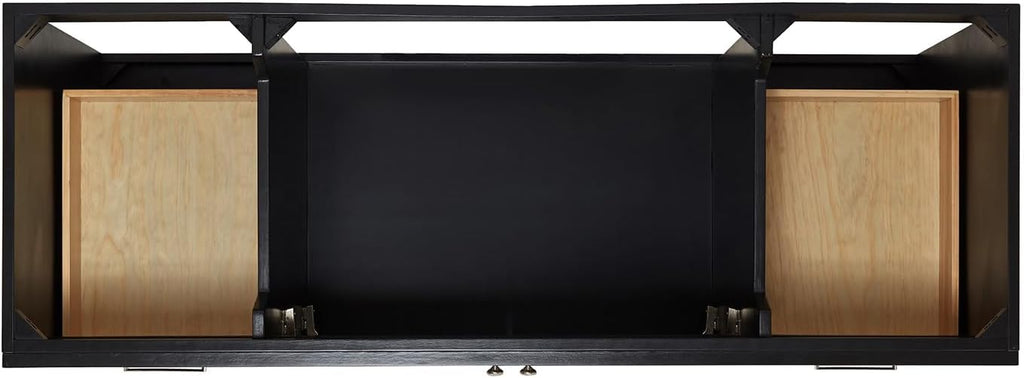 ARIEL Hamlet 60-inch Bathroom Vanity with Sink,Solid Wood, 1.5-inch Carrara White Quartz Countertop & Backsplash, Single Oval Porcelain Sink, 2 Soft Closing Doors, 4 Dovetail Drawers, Black