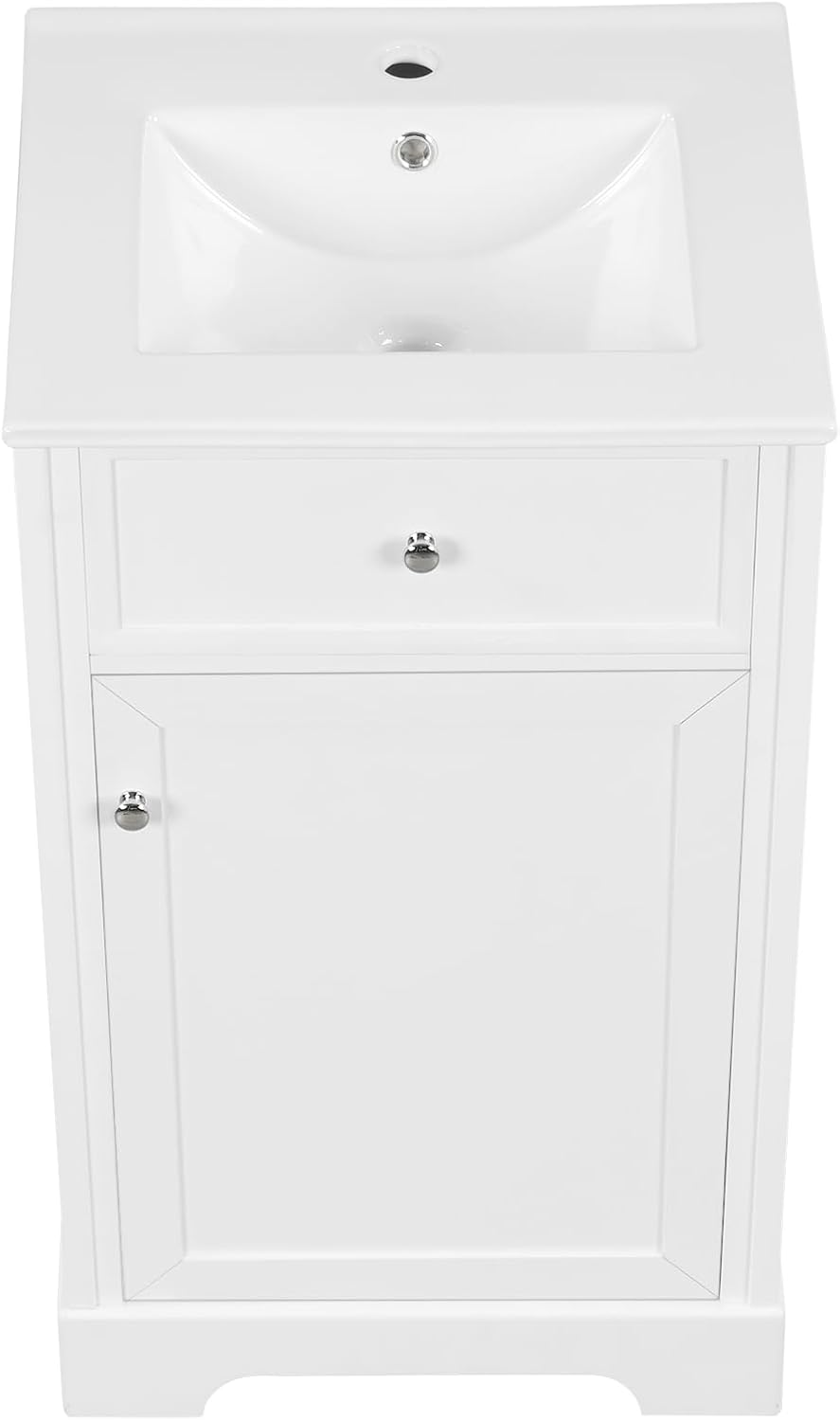 VilroCaz Modern 20' Bathroom Vanity with Sink, Freestanding Bathroom Cabinet with Soft Closing Door, Storage Rack and Adjustable Shelve (White-10.8)