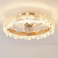 Glass Flower Ceiling Fan with Lights Remote Control 360° Rotating Ceiling Fan Light Invisible Reversible Blades Dimmable LED Fan Lamp for Girls Bedroom Kids Room Children Kitchen