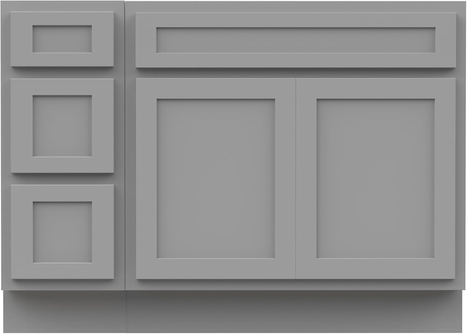 Vanity Art 45' Unassembled Bathroom Vanity with 2-Door 3-Drawer, Wood Bathroom Vanity Cabinet with Soft Closing Shaker Drawer, Sturdy Floor Mounted Cabinet Without Top VA4045-3S-G