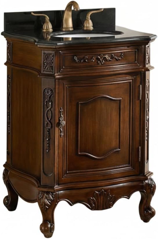 Tennant Brand 24' Classic Petite Powder Room Single Sink Bathroom Vanity (Black top)