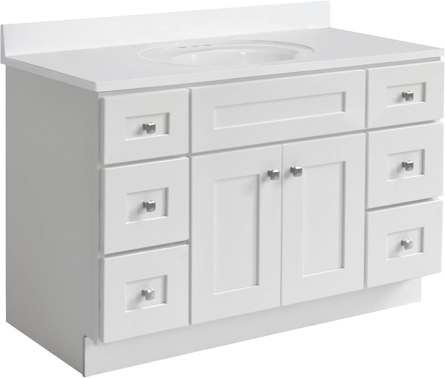 Brookings 48 Inch Bathroom Vanity, Shaker, Solid Wood, Fully Assembled, Sherwin Williams® White – Design House, 215798