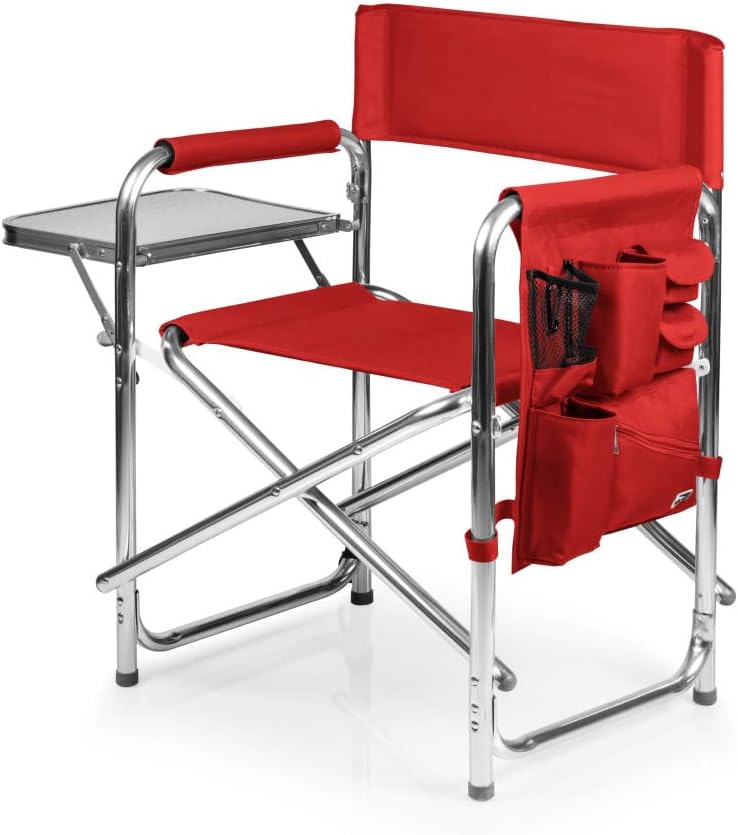 PICNIC TIME NCAA Ohio State Buckeyes Sports Chair with Side Table - Beach Chair - Camp Chair for Adults