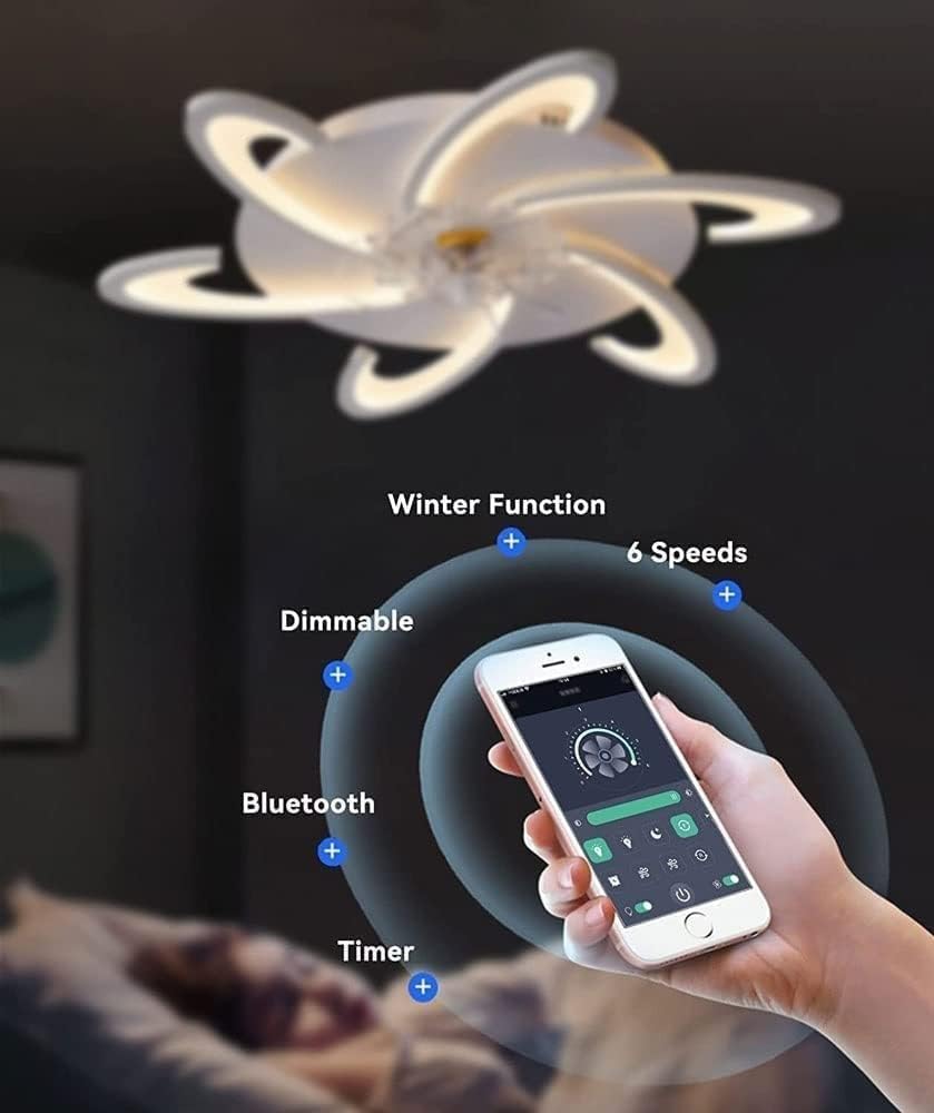 Nordic Black Ceiling Fan Light with Remote Control Silent Ceiling Fan with Lights DC Motor 6-Speed Dimmable Ultra Thin Ceiling Fan Lamp for Bedroom Lounge Kitchen LED Boy Girl