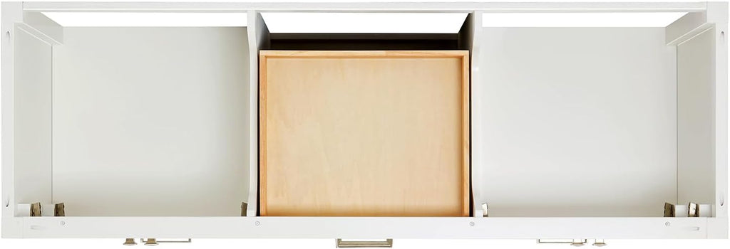ARIEL Cambridge 66-inch Bathroom Vanity with Sink,Solid Wood, 1.5-inch Carrara White Quartz Countertop & Backsplash, Double Oval Porcelain Sink, 4 Soft Closing Doors, 6 Dovetail Drawers, White