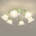 6 Light Flower Ceiling Fan with Lights Remote Control Reversible Fan 360° Oscillating Ceiling Fan Light Milk Glass Modern Fan Light Girls Ceiling Fan Light for Bedroom Living Room Dining Room