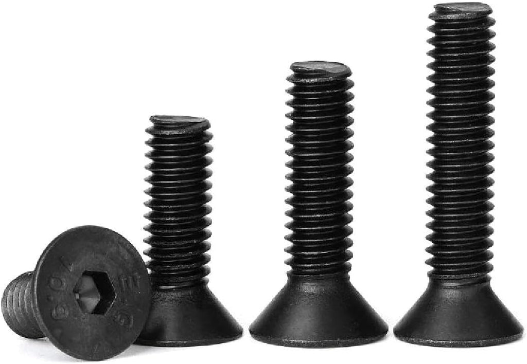 Long Socket Screws 10Pcs Flat Bolt Standard Black Alloy Steel Hexagon Socket Countersunk Head Screw, 10pcs, (3-16) - 24x1((3-4) - 10x2-1/2)