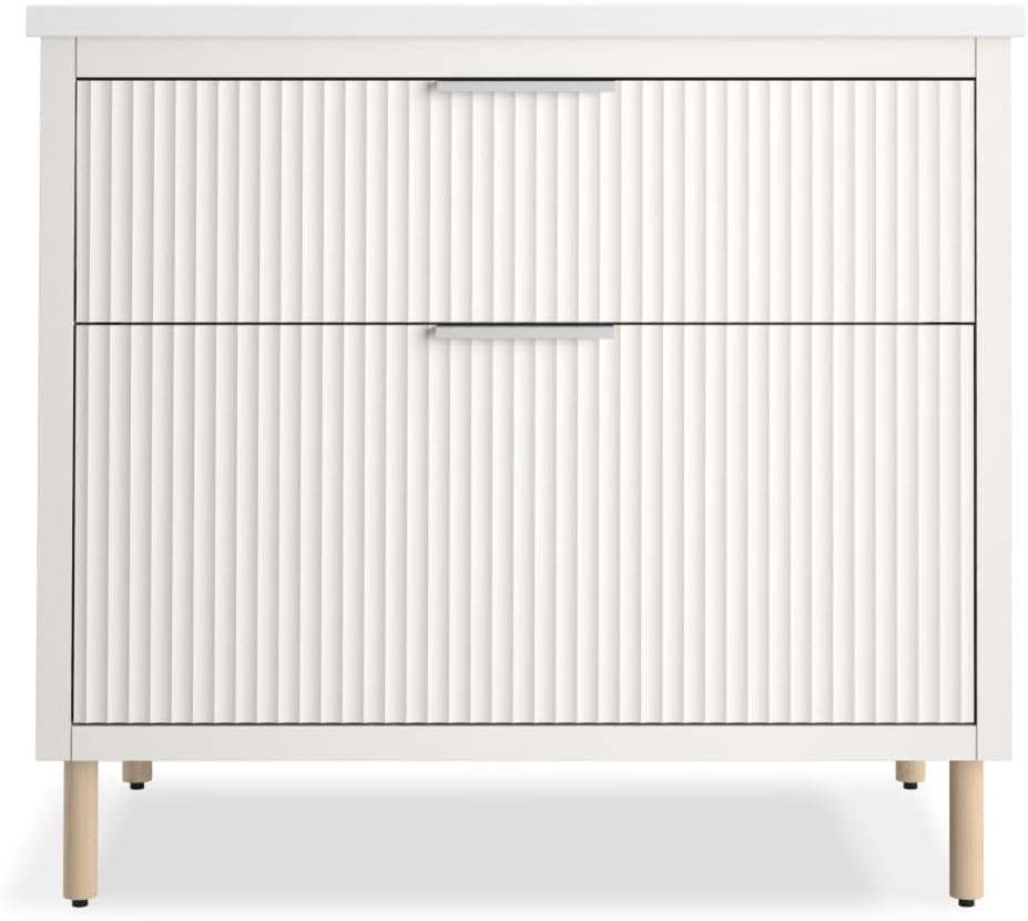 Kohler Spacity 36 Inch Wall-Hung Bathroom Vanity Cabinet with White Sink and Quartz Top, Modern Bathroom Storage, White, K-32171-ASB-0