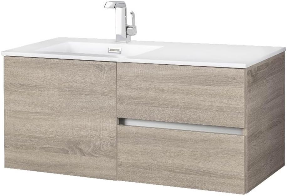 Cutler Kitchen and Bath Beachwood 42 in. W x 18.25 in. D x 20 in. H Single Sink Wall Mounted Bathroom Vanity in Dorato with Cultured Marble Top