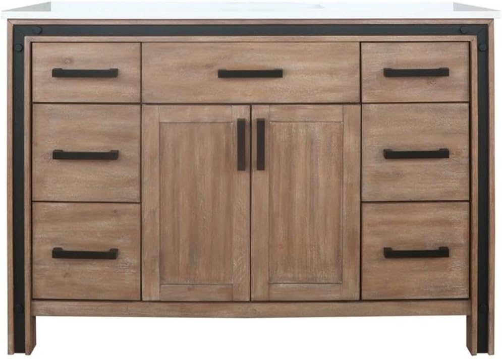 Ziva 48 in W x 22 in D Rustic Barnwood Bath Vanity and Cultured Marble Top