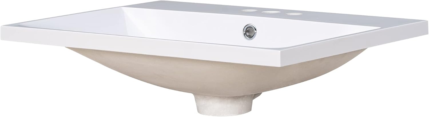 Harper & Bright Designs 24' Bathroom Vanity Top, Single Bathroom Vanity Top with Undermount Rectangular Middle Sink, Pre-Drilled 4 Inch Faucet Hole Vanity Top, (Faucet&Cabinet Not Included)