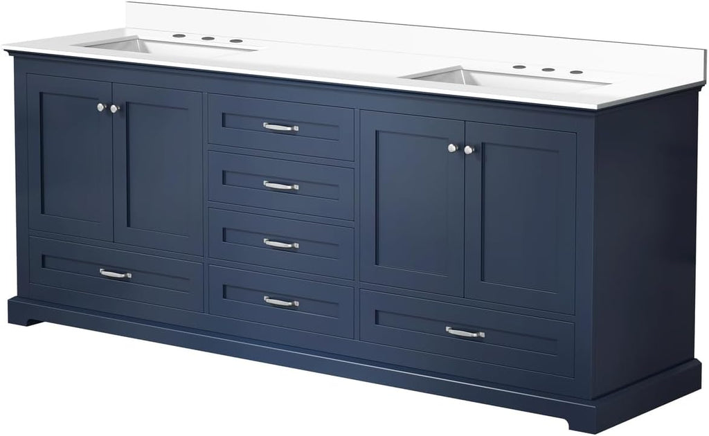 Dukes 80 in. W x 22 in. D Navy Blue Double Bath Vanity and Cultured Marble Top
