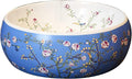 Bathroom Basin Vessels Sink Countertop Basin, Vanity Sink Tops Chinese Ceramic Lowes Bathroom Vanities Individual Flower and Bird Art Basin,Blue-42 * 15cm