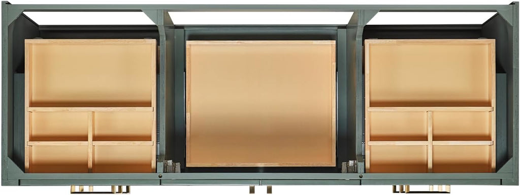 ARIEL Loren 60-inch Bathroom Vanity with Sink,Solid Wood, 1.5-inch Carrara White Quartz Countertop, Single Oval Porcelain Sink, 2 Soft Closing Doors, 7 Dovetail Drawers, Vintage Green
