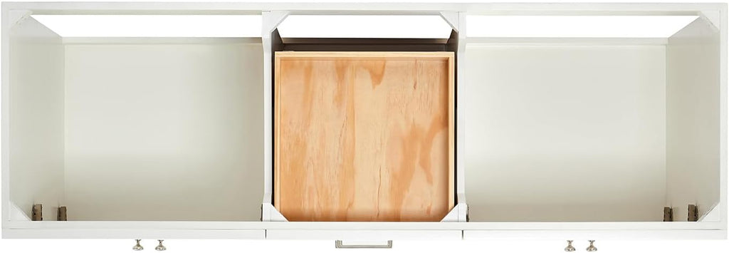ARIEL Hamlet 66-inch Bathroom Vanity with Sink,Solid Wood, 1.5-inch Carrara White Quartz Countertop & Backsplash, Double Oval Porcelain Sink, 4 Soft Closing Doors, 3 Dovetail Drawers, White