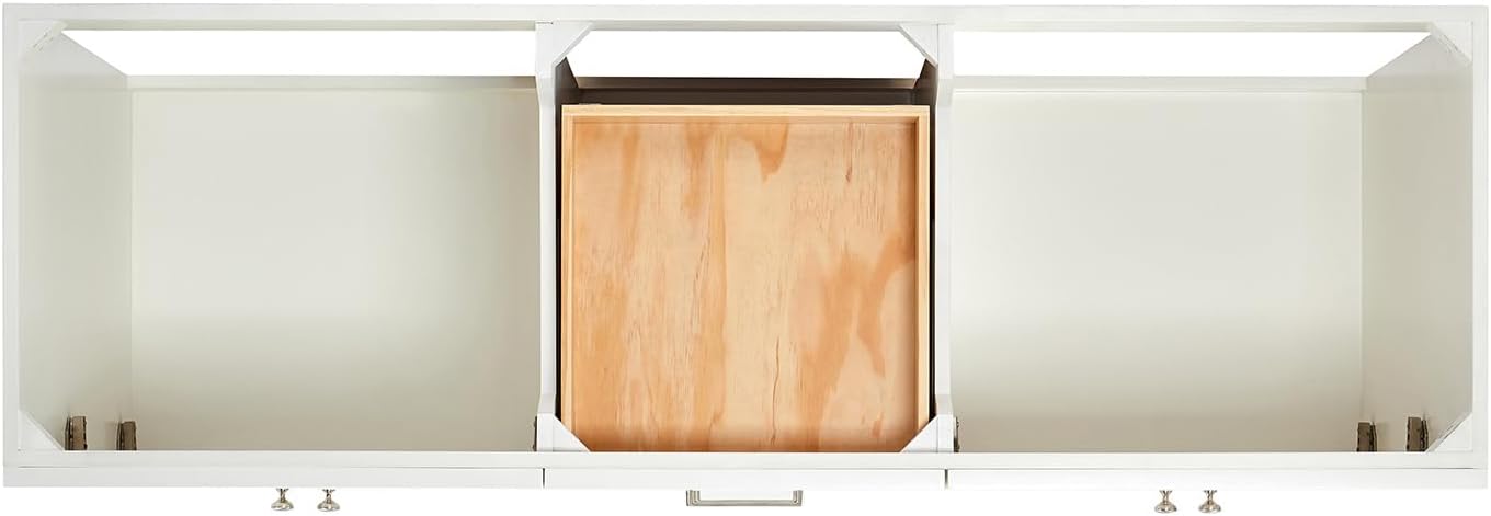 ARIEL Hamlet 66-inch Bathroom Vanity with Sink,Solid Wood, 1.5-inch Carrara White Quartz Countertop & Backsplash, Double Oval Porcelain Sink, 4 Soft Closing Doors, 3 Dovetail Drawers, White