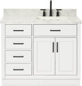 ARIEL 54' White Single Bathroom Vanity with Sink, 1.5' Italian Carrara Marble Countertop, Rectangular Undermount Sink, 2 Soft Closing Doors, 8 Dovetail Drawers, 1 Tilt Drawer