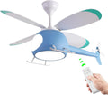 Children's Bedroom Ceiling Fan with lights,Remote control speed,Dimmable Kids Room Cartoon Ceiling Fan Lamp,Helicopter Model&Teddy Bear Model Options Blue