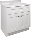 Design House Brookings 31 Inch Bathroom Vanity with Cultured Marble Vanity Top - Unassembled Bathroom Vanity with Sink, White