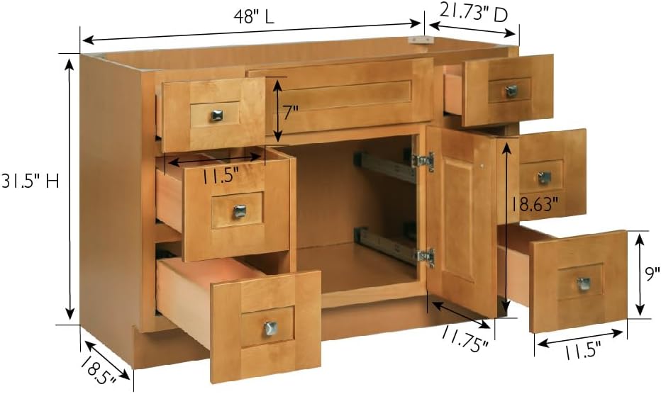Design House Brookings 48 Inch Shaker, Solid Wood, Fully Assembled, Modern Birch, 215780