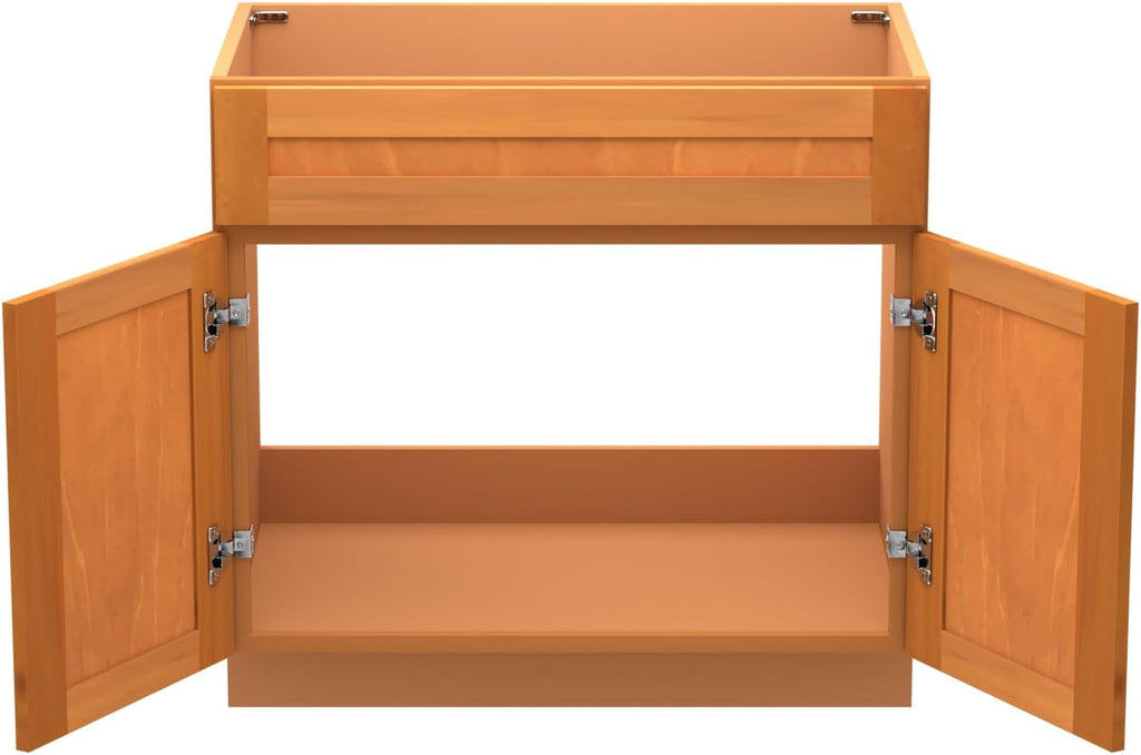 KitchenMan 30 Inch Bathroom Vanity Without Sink and Top Unassembled Bathroom Sink Cabinet not Include Handles, Double Door Bathroom Vanities for Bedroom, Maple Shaker