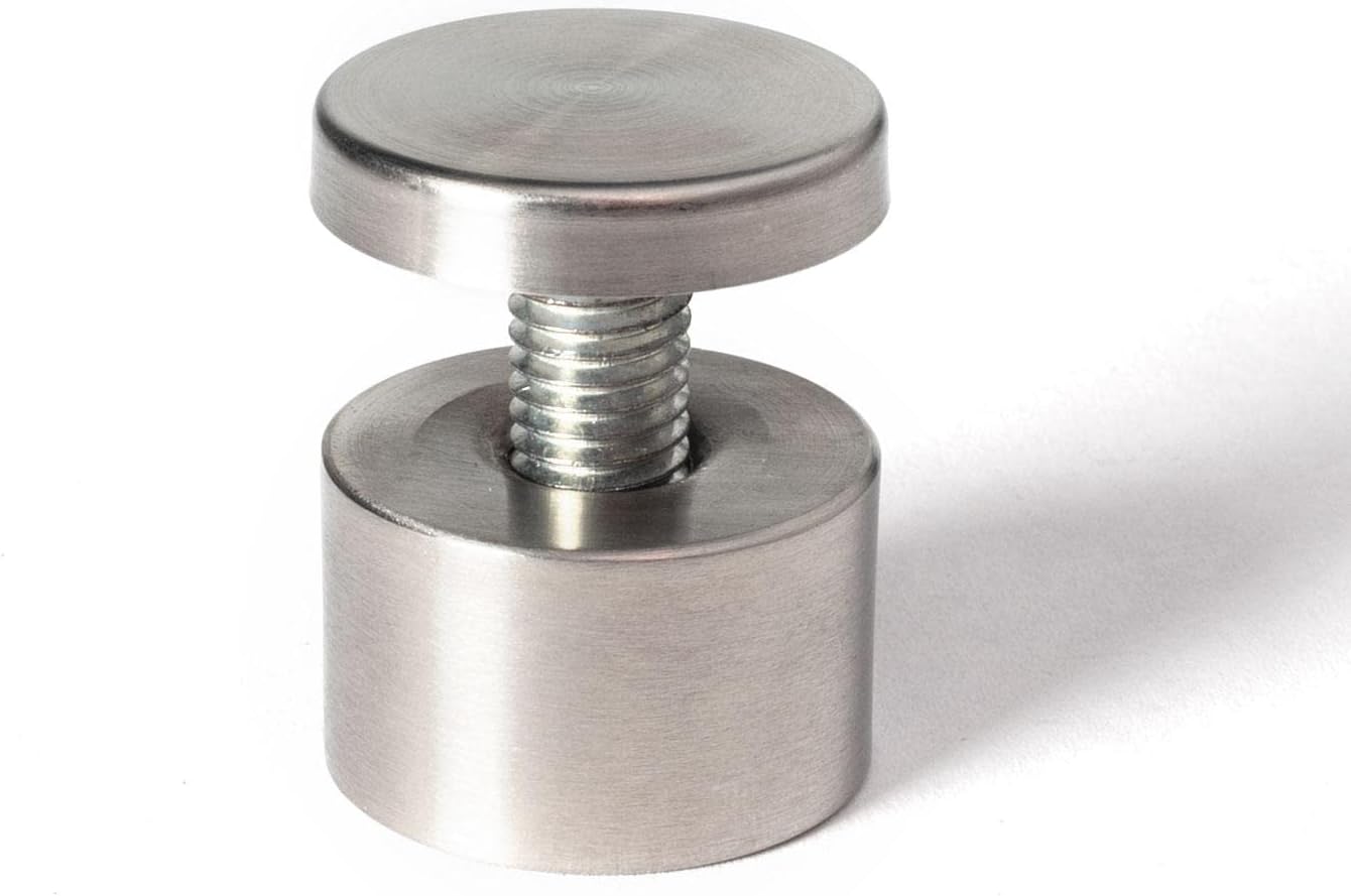 Stainless Steel Standoff 1-1/4 Inch Diameter x 3/4 Inch Barrel Length Brushed Finish for PVC, Glass and Acrylic Sign Stand Off Wall Anchors and Screws 100 Piece Commercial Space Pack