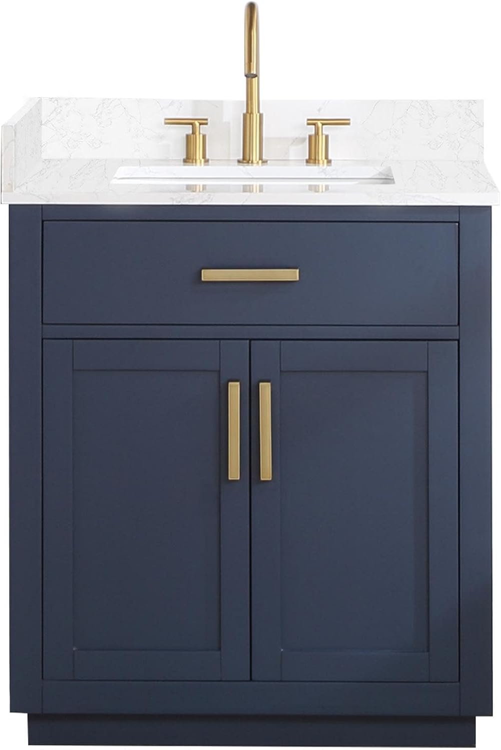 Altair Design Gavino 30' Wood Vanity in Royal Blue with Composite Stone Top no Mirror